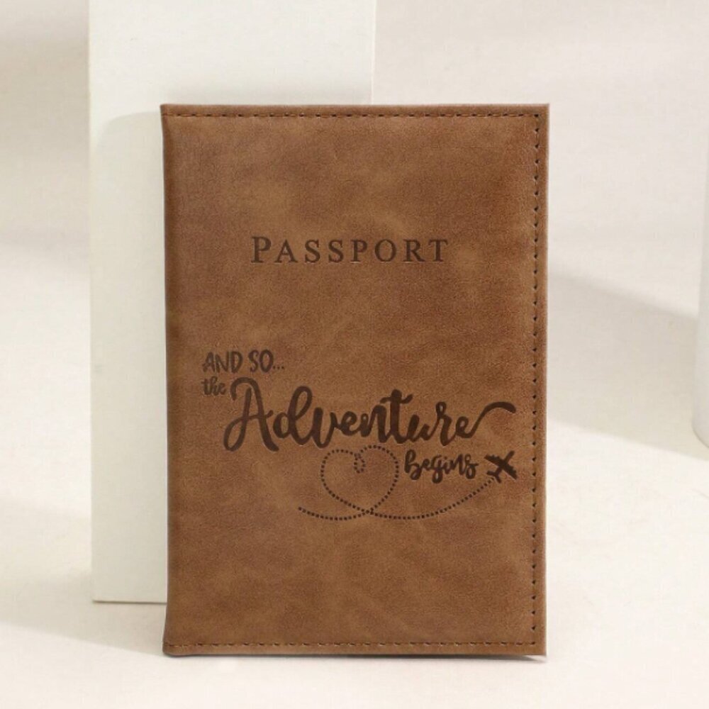Passport Holder And So the Adventure Begins Brown NWT